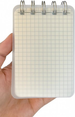 Mini Boy 7,4X10,5 Cm Spiralli Telli Kareli El Not Defteri 100 Yaprak Şeffaf Sert Kapaklı A7 Defter
