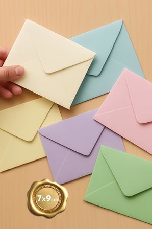 30 Adet Karışık Pastel Renkli Minik Zarf Seti (7x9)