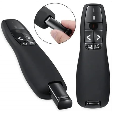Kablosuz Sunucu Lazer Powerpoint Sunum Cihazı Usb Alıcılı Slayt Değiştirici Denetleyici+pil Siyah