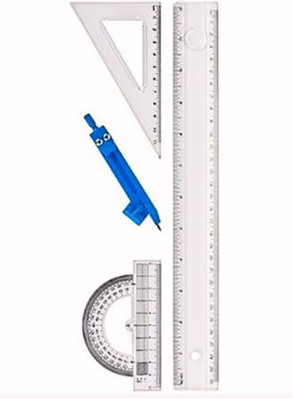 Cetvel Seti Çizim Takımı 30 Cm Cetvel Pergel Gönye İletki Şeffaf Çizim Takımı Pergelli Çizim Seti 4 Parça