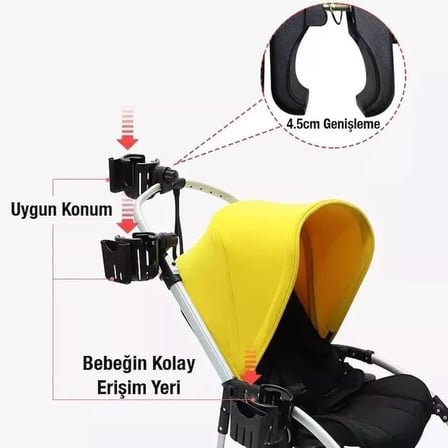 Bebek Arabası Bisiklet Motosiklet İçin Ayarlanabilir Bardak ve Cep Telefonu Tutucu Biberon Tutucu Scooter Tutucu