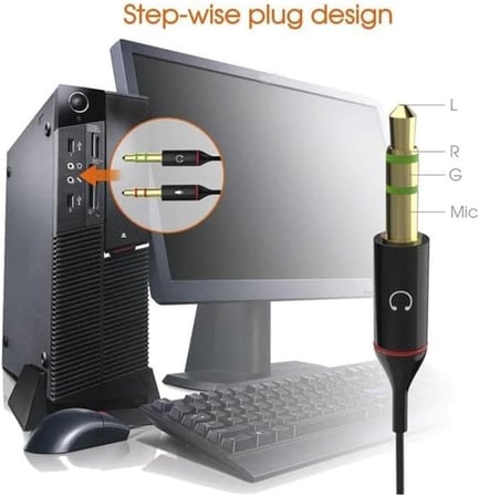 Tek Girişli Kulaklığı Bilgisayara Bağlama, Kulaklık ve Mikrofon Ayırıcı, 1 Dişi 2 Ekek 3.5mm Jak Mikrofonlu Kulaklık Ayırıcı, Çevirici