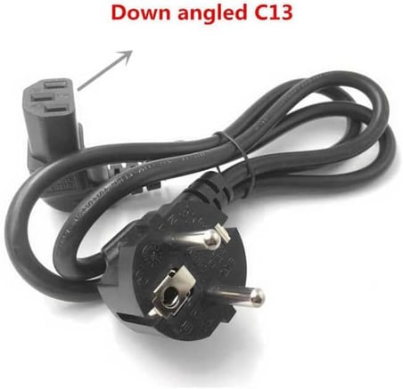 C13 Power Kablo - 90 Derece L Uç - Dik Açılı - Standart Power Kablosu - 1.8 mt