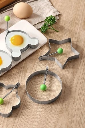 Metalik Daire Şeklinde Metal Omlet Yumurta Ve Krep Kalıbı, Dayanıklı Mutfak Aksesuarı