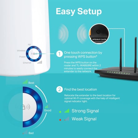 TL-WA850RE | Wi-Fi 4 Menzil Genişletici | N300 Mbps | 1 Ethernet Port | Access Point Modu | Kompakt Tasarım | Kolay Kurulum | Tüm Modem ve Router Modelleri ile Uyumludur