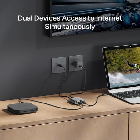 EH210 Gigabit Ethernet Splitter 1 to 2, RJ45 LAN Çoğaltıcı 1000 Mbps, USB-C Güçlü, Dual Port Ethernet Bölücü, Tak Çalıştır Network Splitter
