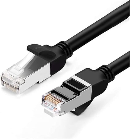 Cat6 Saf Bakır Metal Konnektör Ethernet Kablosu Siyah 1 Metre