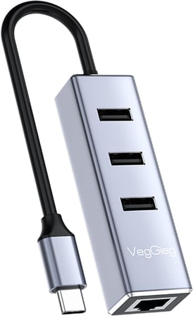 USB Type-C to 100Mbps Ethernet Çevirici ve 3 Portlu USB Hub Çoklayıcı