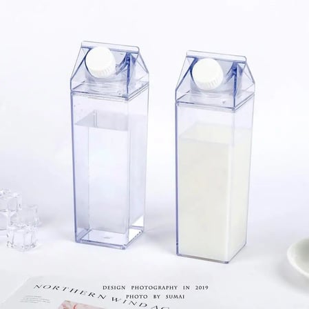 Süt Kutu Tasarımlı Su Kahve Içecek Şişesi | Cam Değildir | Kahve Ve Sunum Bardağı Ve Matarası 500-600ml