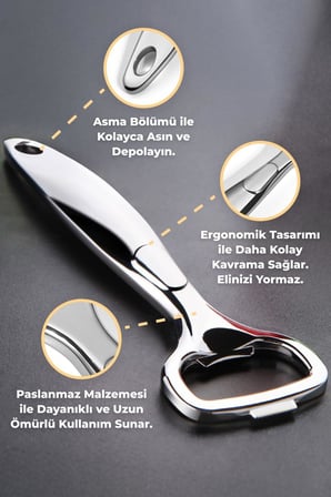 Dikey Şişe Açacağı - Metalik