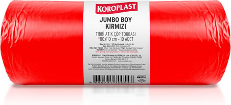 Buzgulu Tibbi Atik Poseti Jumbo Boy 80X110 Cm 10X10'Lu Sizdirmaz Yirtilmaz Profesyonel Cop Poseti, Kolay Baglanir Tibbi Atik Torbasi, Hastane, Klinik Buzgulu Cop Poseti