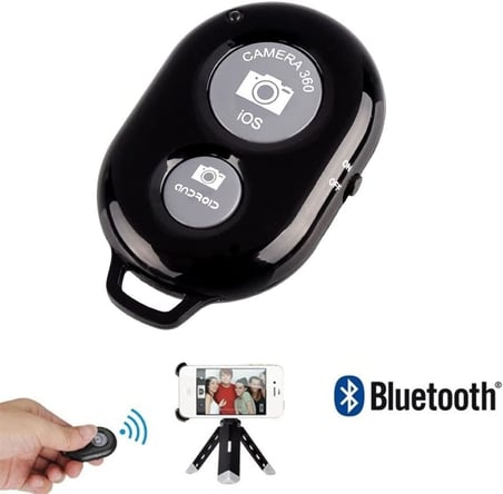 Bluetooth Uzaktan Kumanda Deklanşör Düğmesi Selfie Tıklama Ağırlığı Tüm Cihazlarla Uyumlu, Siyah (BTCTROL)