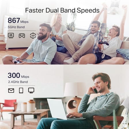 RE330 WLAN amplifikatör tekrarlayıcı AC1200 (867 Mbps 5 GHz + 300 Mbps 2.4 GHz, WiFi amplifikatör, uygulama kontrolü, sinyal gücü göstergesi, tüm WLAN cihazlarıyla uyumlu, AP modu)