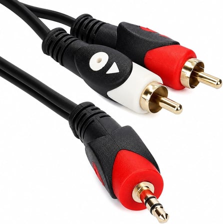PrimeX PX-AUX3R 3 Metre 3.5mm AUX to 2 RCA Ses Kablosu, Telefon Laptop PC Tablet Ses Çıkışını Amfi Hoparlör TV Ses Sistemine Bağlama Kablosu, Kırmızı Beyaz RCA Stereo Audio Kablo