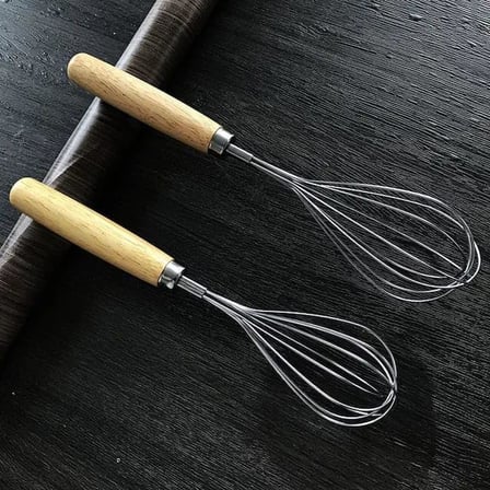 Ahşap Saplı Paslanmaz Çelik Çırpma Teli,Yumurta,Ayran Ve Pasta İçin Çırpıcı (1)
