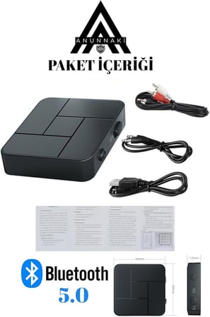 Bluetooth 5.0 Ses Alıcı Verici AUX RCA USB Stereo Kablosuz Mikrofonlu Araba TV PC RX TX Receiver