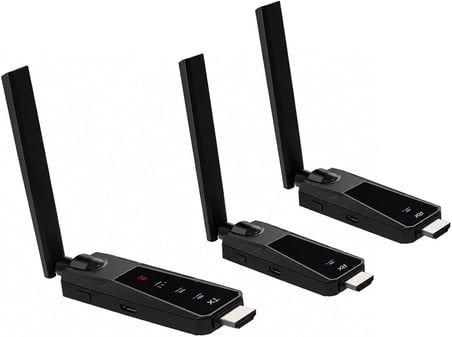 Kablosuz HDMI Verici ve Alıcı Seti TX RX 1080P 60Hz Wireless Görüntü Aktarıcı Plug & Play HDMI Transmitter Receiver Kit TV Monitör Projektör Sunum ve Toplantı Kullanımı İçin (1TX 2RX) ZR1287