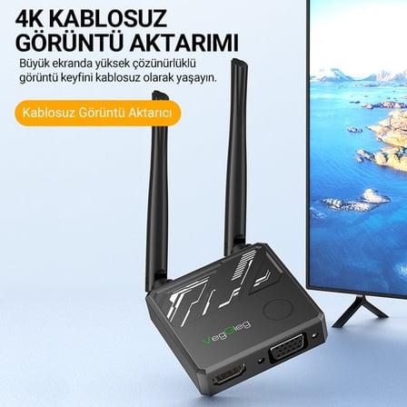 4K HDMI VGA 2.4 / 5Ghz Wireless Kablosuz Görüntü Aktarım Cihazı