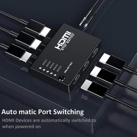 CR54 5 Girişli 1 Çıkışlı 4K Ultra HD Uzaktan Kumandalı HDMI Switch Çoğaltıcı – Otomatik Geçişli Çoklu HDMI Dağıtıcı