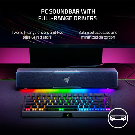Leviathan V2 X - PC Oyun Soundbar'ı (Tam Aralıklı Sürücüler, Kompakt Masaüstü Form Faktörü, USB Tip C Güç ve Ses Dağıtımı, Bluetooth 5.0) Siyah
