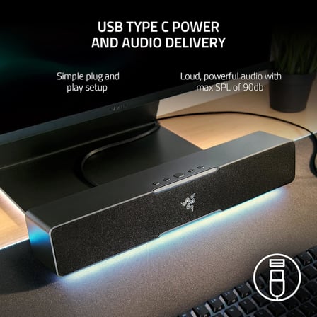Leviathan V2 X - PC Oyun Soundbar'ı (Tam Aralıklı Sürücüler, Kompakt Masaüstü Form Faktörü, USB Tip C Güç ve Ses Dağıtımı, Bluetooth 5.0) Siyah
