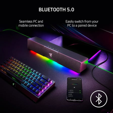 Leviathan V2 X - PC Oyun Soundbar'ı (Tam Aralıklı Sürücüler, Kompakt Masaüstü Form Faktörü, USB Tip C Güç ve Ses Dağıtımı, Bluetooth 5.0) Siyah