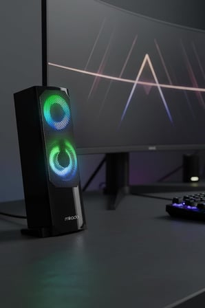 MD-S102 2.0 3Wx2CH RGB Ledli Siyah USB Soundbar Hoparlör