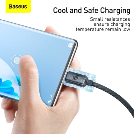 Crystal Shine USB-A - Type-C Hızlı Şarj Veri Kablosu 100W 5A 1,2M – Siyah (iPhone ile uyumlu değildir)