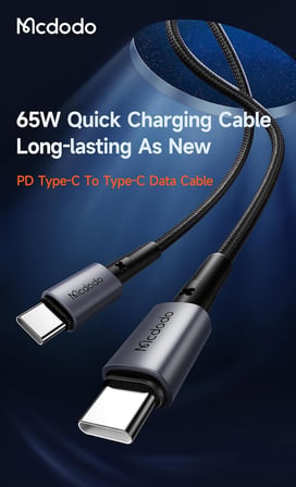 Ca-3131 65W Pd Type-C To Type-C Şarj Ve Data Kablosu 1.5M, Siyah