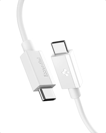 USB-C to USB-C 2 Metre Kablo 60W Güç/PPS 2.0 Desteği Super Hızlı Şarj / 480 Mbps Data Aktarım Hızı Type-C Ekstra Dayanıklı Beyaz - ACA08719