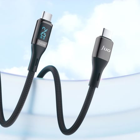 240W Dijital Led Ekranlı E-Mark Çipli PD 3.1 USB Type-C to Type-C Hızlı Şarj ve Data Kablosu 2 Metre