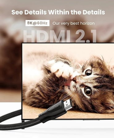 8K Ultra HD HDMI 2.1 Görüntü Aktarma Kablosu 1 Metre