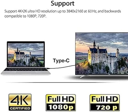 HC-01 Type-C to 4K Ultra Full HD HDMI USB-C Tak Çalıştır Macbookile ipadile telefon ile uyumlu Görüntü Aktarım Kablosu-1.8m