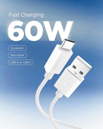 USB-A to USB-C 2 Metre Kablo 60W Güç/Hızlı Şarj / 480 Mbps Data Aktarım Hızı Type-C Ekstra Dayanıklı Beyaz - ACA08716