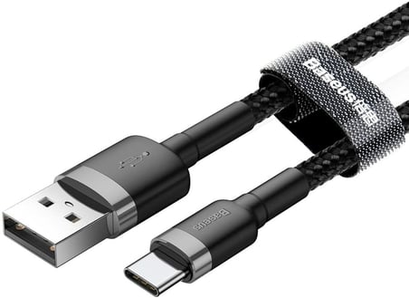 Halo, 3.0 A USB-A & USB-C Şarj & Data Aktarım Kablosu, 1 Metre, Siyah