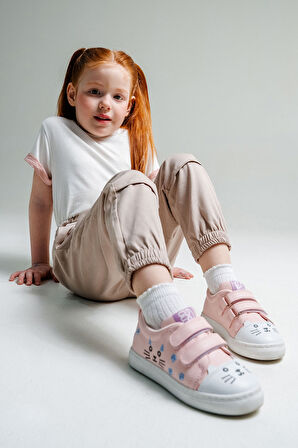 mnpc Kız Çocuk Pudra Kedili Sneaker Ayakkabı