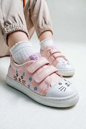 mnpc Kız Çocuk Pudra Kedili Sneaker Ayakkabı
