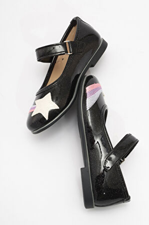 mnpc Kız Çocuk Siyah Yıldızlı Günlük Babet