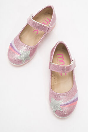 mnpc Kız Çocuk Pudra Yıldızlı Günlük Babet