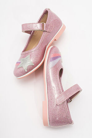 mnpc Kız Çocuk Pudra Yıldızlı Günlük Babet