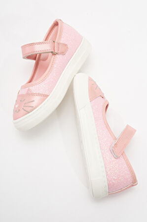 mnpc Kız Çocuk Pudra Kedili Günlük Babet