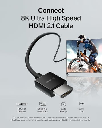 Yüksek kaliteli Ultra Highspeed HDMI-2.1 kablo, 4K/Dolby Vision HDR, Apple TV'den optimum oynatma, 2,2 m – siyah