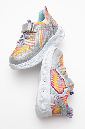 mnpc Kız Çocuk Gümüş Işıklı Spor Ayakkabı