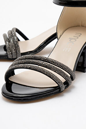 mnpc Kız Çocuk Siyah Taşlı Topuklu Abiye Ayakkabı