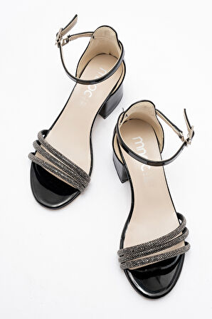 mnpc Kız Çocuk Siyah Taşlı Topuklu Abiye Ayakkabı