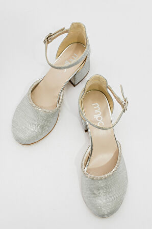 mnpc Kız Çocuk Gümüş Topuklu Tasarım Abiye Ayakkabı