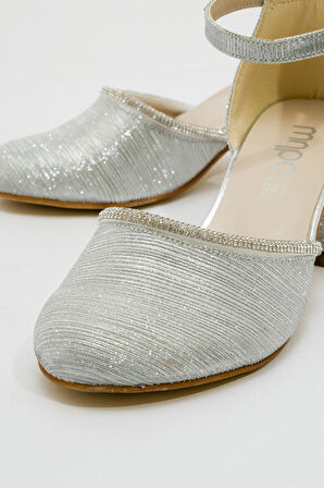 mnpc Kız Çocuk Gümüş Topuklu Tasarım Abiye Ayakkabı