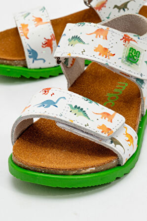 mnpc Erkek Çocuk Dino Hakiki Deri Mantar Tabanlı Günlük Çocuk Sandalet