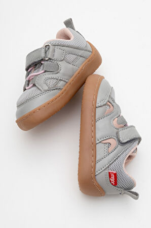 mnpc Unisex Çocuk Gri-Pudra Hakiki Deri Günlük Ayakkabı