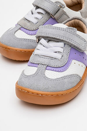 mnpc Unisex Çocuk Beyaz-Lila Hakiki Deri Günlük İlk Adım Ayakkabı